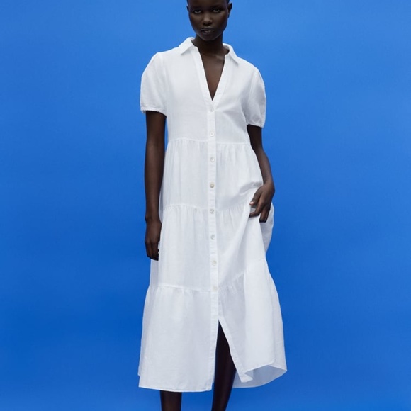 Zara | Dresses | Zara Tiered Midi Dress White | Poshmark